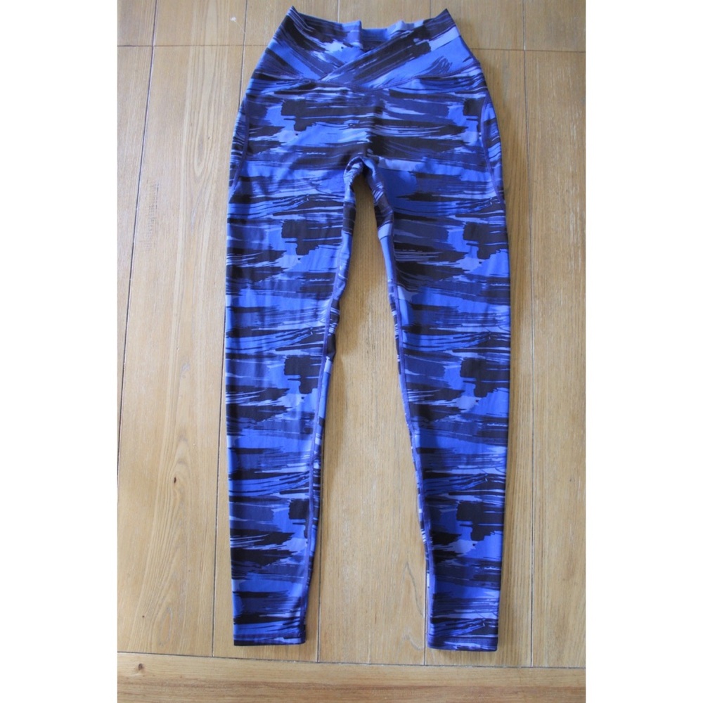 Alphalete Surface Pocket Power Leggings Preowned Electric Blue Canvas Camo M